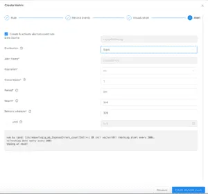 Define an alert rule on a log2metrics metric