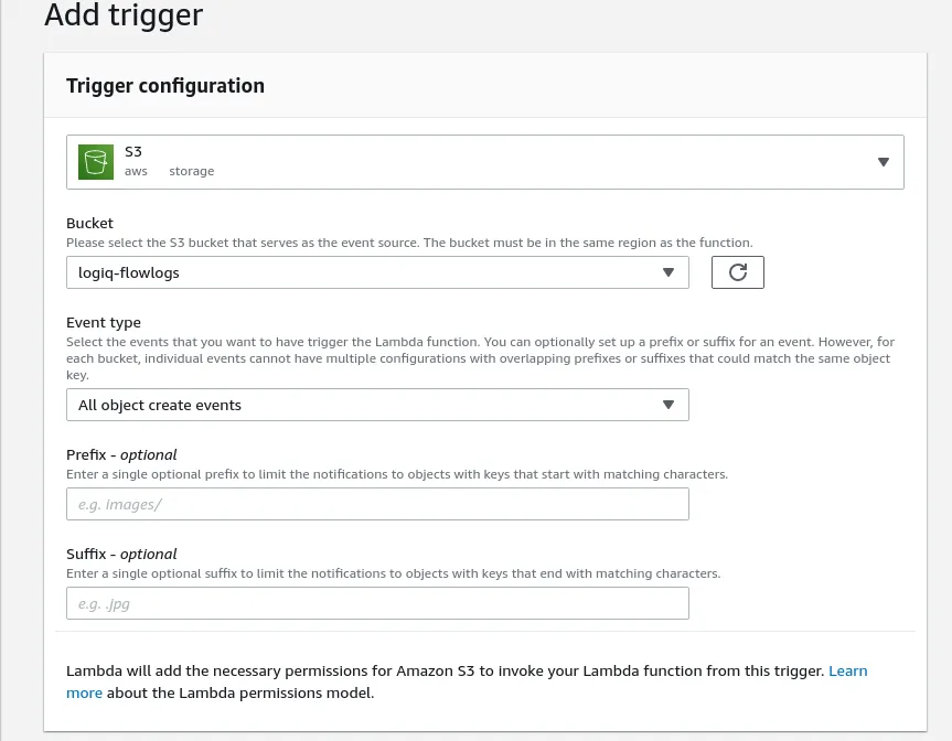 Configuring the S3 trigger